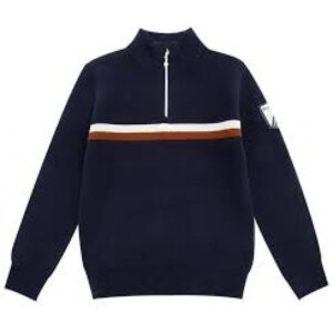 WoolLand Hemsedal knitted half zip Barn Dark Blue