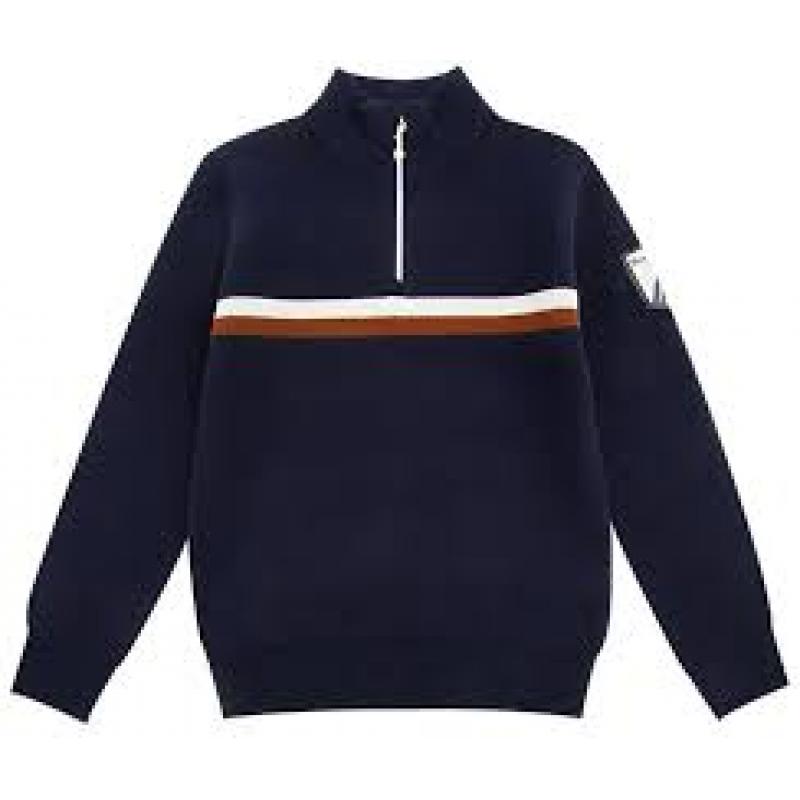 WoolLand Hemsedal knitted half zip Barn Dark Blue