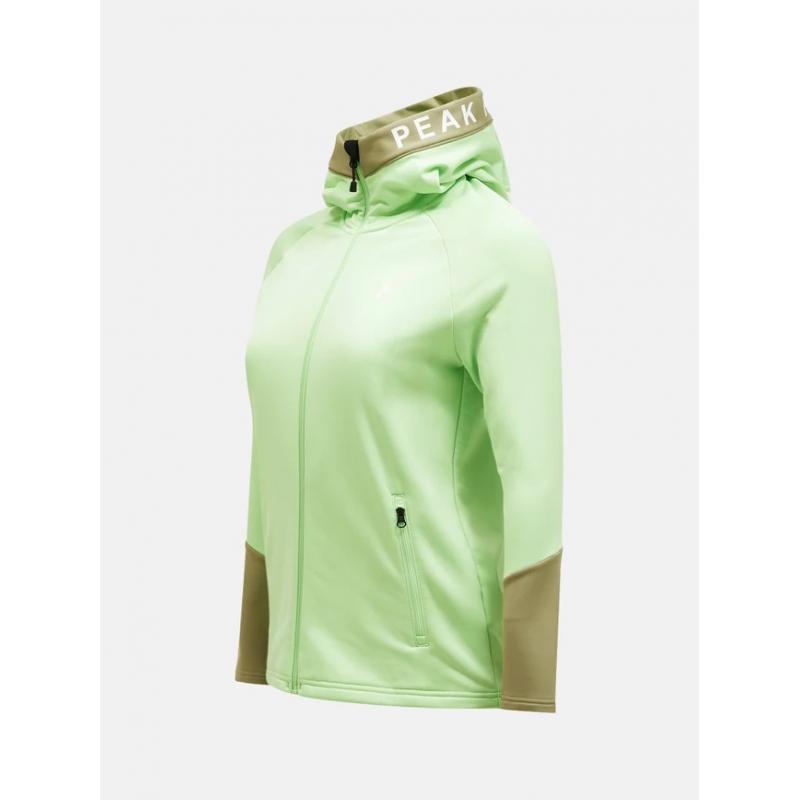 Peak Performance Rider Zip Fleece Jacket Dame Vivid Green/Sand - Bilde 2